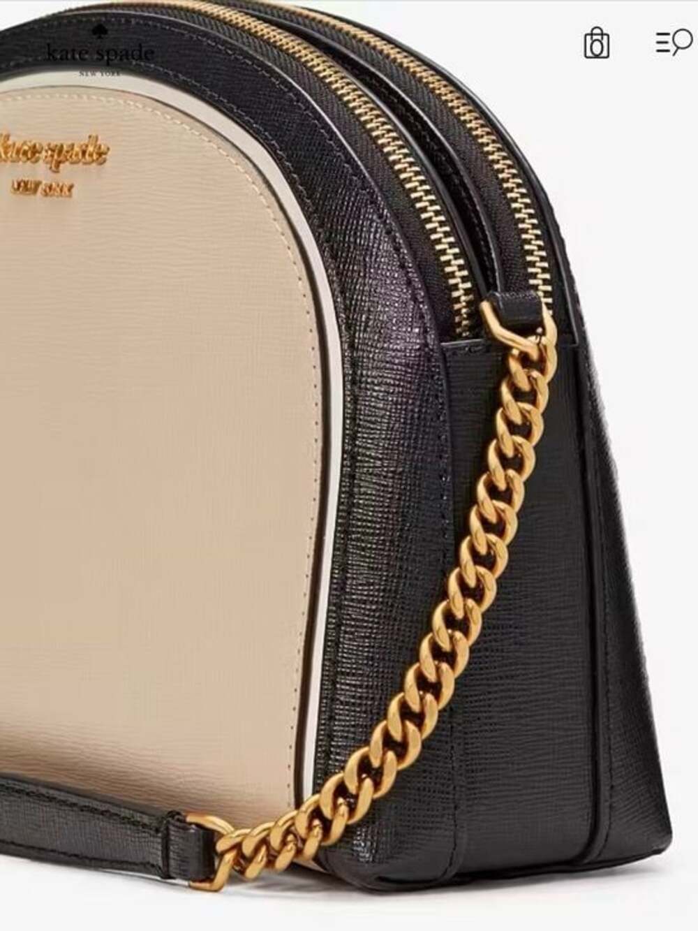 kate spade Two-Tone Cream and Black Dome Crossbody with Gold Chain - Picture 5 of 14